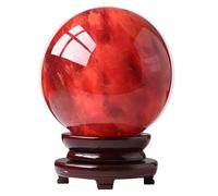 Crystal Ball Photography Sphere Display Stand Glass Ornaments Stands Round Office Antique Red,Red-14cm