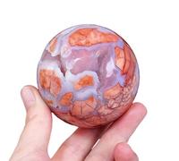 Crystal Ball Purple Cherry Blossom Agate Geode Gemstone Sphere Polished Balls for,Yoga,6.5-7cm