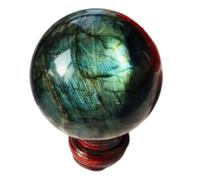 Crystal Ball Quartz Labradorite for Home Decoration Dream Amethyst Sphere Stone-Labradorite,80mm