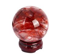Crystal Ball Red Gum Flower Gemstone Sphere Fengshui Ornaments for Feng Shui,Divination, Home Decor,Witchy Gifts,75-80mm Gemstone Stone