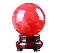 Crystal Ball, Red Melting Quartz Crystal Ball, Crystal Sphere with Stand, Feng Shui Crystals Gemstone Ball for Wealth Divination Home Decoration,20cm