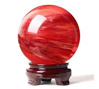 Crystal Ball Red Ornaments Cinnabar Feng Shui Desktop Living Room Office Study Home Decoration Fortune Telling Divination,red ball-15cm Gemstone Stone