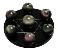 Crystal Ball Seven Star Array Obsidian The Office Decor Tablescape Starter Set Textured 7 Statue Gem,L Gemstone Stone