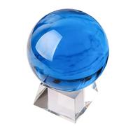 Crystal Ball Sky Blue Clear Glass with Stand Solid Decorative Spheres Divination Stone Photography Display Home Decoration Ornaments,10cm/3.9in Gemstone Stone