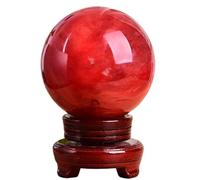 Crystal Ball， Smelting Stone Red Crystal Ball Energy Healing Reiki Craft Sculpture,18cm/7.1in(10cm/3.9in)