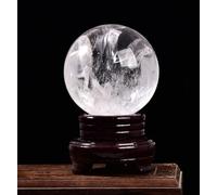 Crystal Ball, Specimen Collection Reiki Healing Ornament +Wooden Base,Fengshui Meditation Divination Decor,11cm(5cm)