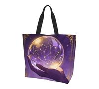 Crystal Ball Stars Large Shoulder Tote Bag for Women-Lightweight Waterproof Shopping Bag, Reusable Grocery Tote with Inner Pocket for Work Travel