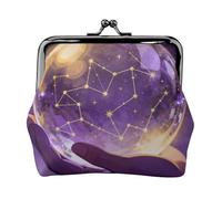 Crystal Ball Stars Leather Coin Purse for Women-Small Kiss Lock Wallet, Mini Card Holder for Keys Lipstick, Cute Change Purse for Travel