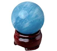 Crystal Ball with Stand Gemstone Sphere Sculpture Figurine Balls for Witchcraft and Decorative,17-19mm-Aquamarine Gemstone Stone