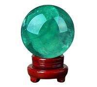 Crystal Ball， with Stand,Green Quartz Healing Gemstone Sphere for Ative,Photography, Christmas Day Gifts,7.5cm(9cm)
