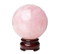 Crystal Ball with Wood Stand Rose Quartz Sphere Hand Polished Decorative Fengshui Home Decor Collect Crafts Gifts,1.96"(5cm)