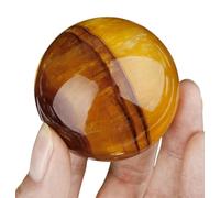 Crystal Ball Yellow Fluorite Polished Divination Decorative Sphere Tabletop Ornament Festival Gift for Living Bedroom Office,50~60mm Gemstone Stone