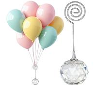 Crystal Balloon Stand for Table (2 Pack), Diamond Cut Acrylic Base with Secure Metal Clips, 85g Heavy Duty Tabletop Balloon Weight for Weddings, Birthdays, Parties, Elegant Centerpiece Decoration