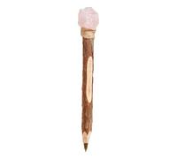 Crystal Ballpoint Pens, Wooden Gel Ink, Natural Crystal Writing Tool Smooth Flow System, Elegant Stationery Art Supply Creative Use Kit, for Mothers Collectors Artists Students Journaling Studying