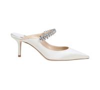 Crystal Band Ivory Satin Mules - female - Jimmy Choo - Heeled Mules - Beige - 4 1/2 UK - Shoes 4 1/2 UK