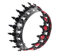 Crystal Baroque Crown Headpiece for Women Bride Wedding Halloween Season | Alloy Build, Lightweight Comfort, Stays in Place, Black and Red Finish for Prom and Halloween