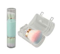 Crystal Base Powder Brush, Retractable Makeup Brush with 360° Rotating Handle, Portable Soft Bristles for Loose Powder and Blush, Includes 2 Brushes and Storage Box for