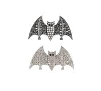 Crystal Bat Brooch for Women Men Halloween Skull Enamel Pins Gothic Batwing Rhinestone Transparent Deepen Pink Crystalline Brooch Pins for Girls Jewelry Gifts, M, Alloy Steel, no gemstone