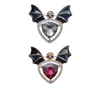 Crystal Bat Brooch for Women Men Halloween Skull Enamel Pins Gothic Batwing Rhinestone Transparent Deepen Pink Crystalline Brooch Pins for Girls Jewelry Gifts, M, Alloy Steel, no gemstone