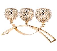 Crystal Beaded Candle Holders 3 Wick Gold Bling Votive Tealight Candle Holder Dinner Table Decor Candelabra Coffee Dining Table Centerpiece Table Decorations Dining Room Gifts for Women Wife Mom