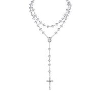 Crystal Beads Rosarys Catholic Necklace with Miracles Medals Crosses Crucifix Prayer Rosary First Communion Gift Catholic Necklace Crystal Beads Religious Holy Communion Confirmation Baptism