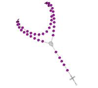 Crystal Beads Rosarys Catholic Necklace with Miracles Medals Crosses Crucifix Prayer Rosary First Communion Gift Catholic Necklace Crystal Beads Religious Holy Communion Confirmation Baptism