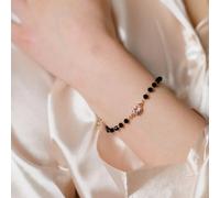 Crystal Beads Round Zircon Mangalsutra Nazar Bracelet The Colourful Aura Black One Size