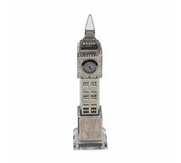Crystal Big Ben Clock Tower Figurine, 25cm, Modern Gothic Architecture, Desktop Size, London Collection (Silver)