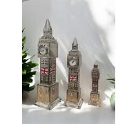 Crystal Big Ben With Clock London Soveniers Big Ben with Flag And Colourfull Light Englang Big Ben Clock Tower Decoration for Home, Office,3Colours Silver Black Rose Gold (Silver, Large)