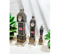 Crystal Big Ben With Clock London Soveniers Big Ben with Flag And Colourfull Light Englang Big Ben Clock Tower Decoration for Home, Office,3Colours Silver Black Rose Gold (Black, Medium)
