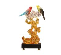 Crystal Bird Statue - Modern Abstract Two Birds Sculpture, Handmade Decorative Resin Figurines, Taihu Lake Stone Art, Unique Table Ornament for Home Decor (Yellow)