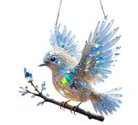 Crystal Bird Sun Catcher,2D Flat Hanging Garden Ornaments Outdoor,Crystal Hummingbird Sun Catcher,Glass Hanging Decorations,Sparkling Cry/stal Ornaments for Windows,for Windows Han/ging(Bluebird)