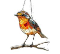 Crystal Bird Sun Catcher,Beautiful Bird Acrylic Living Room Courtyard Pendant, Glass Hanging Decorations for Windows,Holiday Scene Decoration Pendant Gift,2D Flat (Robin)