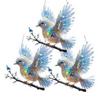 Crystal Bird Suncatche, Radiant Bird Design, 2D Flat Hummingbird Stained Glass Window Hanging, Suncatchers for Windows Hanging (3 PCS)