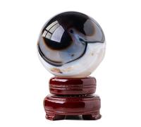 Crystal Black and White Striped Agate Ball raw Stone Polished Home Porch Decoration Ornaments,65~70mm