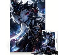 Crystal Black Anime Girl 1000 Piece Jigsaw Puzzles for Teenagers Logic Game Accurate Edge Hard Challenge Night Play (50x75cm)