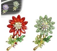 Crystal Bloom Car Fragrance Clip, Bling Bloom-Shaped Crystal Flower Vent Air Freshener Decorative Clips, Cute Non-Slip Car Interior Decor Accessories (2pc1)