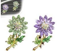 Crystal Bloom Car Fragrance Clip, Bling Bloom-Shaped Crystal Flower Vent Air Freshener Decorative Clips, Cute Non-Slip Car Interior Decor Accessories (2pc5)