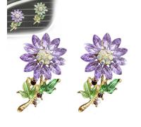 Crystal Bloom Car Fragrance Clip, Crystal Sunflower Clips, Sparkling Flower Clips Car Vent Clip Air Freshener, Cute Cars Interior Decoration Accessories for Women (Purple, M)