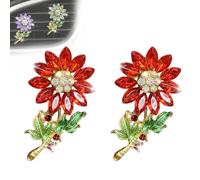 Crystal Bloom Car Fragrance Clip, Crystal Sunflower Clips, Sparkling Flower Clips Car Vent Clip Air Freshener, Cute Cars Interior Decoration Accessories for Women (Red, M)