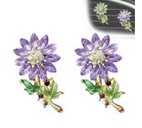 Crystal Bloom Car Vent Fragrance Clip, Crystal Sunflower Clips, Sparkling Flower Clips Cars Vent Clips Air Freshener, Cute Cars Interior Decoration Accessories for Car Decor (Purple, ONE SIZE)