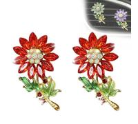 Crystal Bloom Car Vent Fragrance Clip, Crystal Sunflower Clips, Sparkling Flower Clips Cars Vent Clips Air Freshener, Cute Cars Interior Decoration Accessories for Car Decor (Red, ONE SIZE)