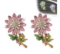 Crystal Bloom Car Vent Fragrance Clip, Crystal Sunflower Clips, Sparkling Flower Clips Cars Vent Clips Air Freshener, Cute Cars Interior Decoration Accessories for Car Decor (Pink, ONE SIZE)