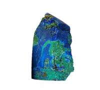 Crystal Blue Copper Ore Four-Sided Column Raw Stone Mark Polished Malachite Symbiotic Ornaments