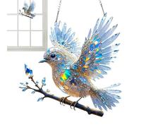 Crystal Bluebird Stained Art Ornament, 20x20x0.2cm Acrylic Bird Ornaments Window Decorations, Sun Catcher, With Hidden Hanging Holes. Suitable As A Window Ornament, Garden Decoration