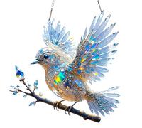 Crystal Bluebird Stained Art Ornament, with Realistic Design, 20x20x0.2cm, Acrylic Sun Catcher, Artificial Hummingbird Sculpture, Decorative Accent, For Decorating