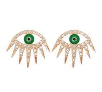 Crystal Boho Eye Studs Earrings for Women Unisex Rhinestone Bohemian Devil Heliotropis Statement Earring Vintage Turkish Gold CZ Evil Eye Crown Lucky Hypoallergenic Jewelry
