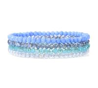 Crystal Bracelet 4Pcs/Set Crystal Bracelets For Women Girls Stone Beads Bracelets Grey Pink White Blue Series Crystal Fashion Jewelry For Decoration(19cm_Color-2)