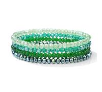Crystal Bracelet 4Pcs/Set Crystal Bracelets For Women Girls Stone Beads Bracelets Grey Pink White Blue Series Crystal Fashion Jewelry For Decoration(19cm_Color-6)