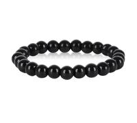Crystal Bracelet 8mm Healing Crystal Bracelet Natural Gemstone Bead Bracelet Stretch Bead Bracelet Crystal Bracelets Beaded Bracelets for Healing Jade Bracelet Gift for Women Men (Black)
